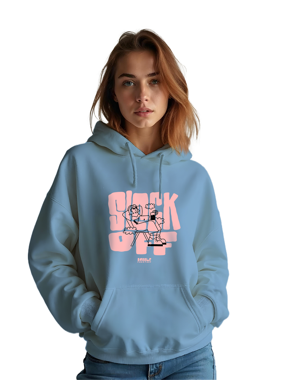 Blue Chill Hoodie with 'Slack Off' Text – Relaxed Fit Hoodie for Women, Casual and Comfortable for Everyday Wear and Laid-Back Vibes