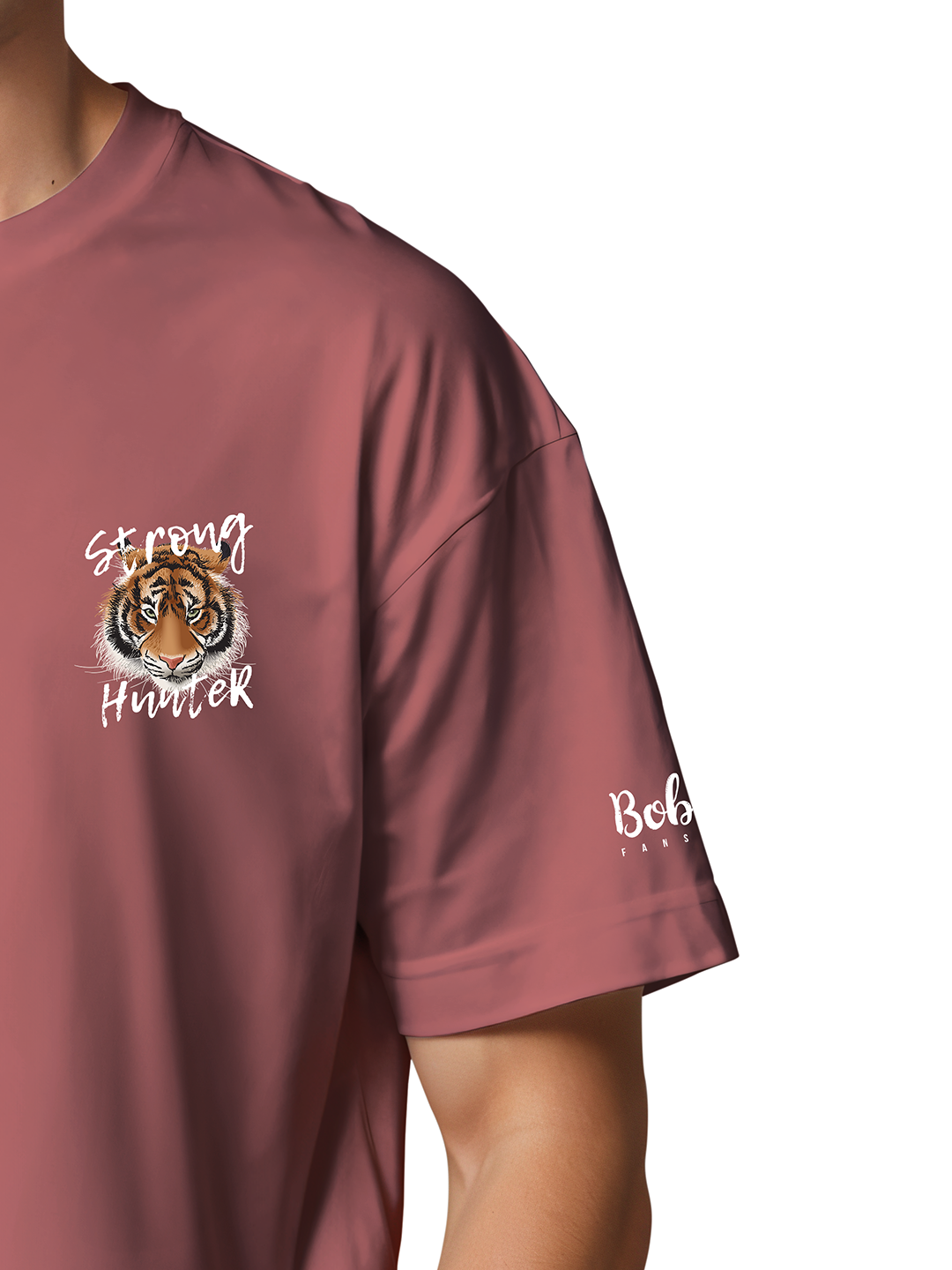 Strong Tiger Hunter T-Shirt in Rosy Red – Fierce Wildlife Graphic Tee For Men