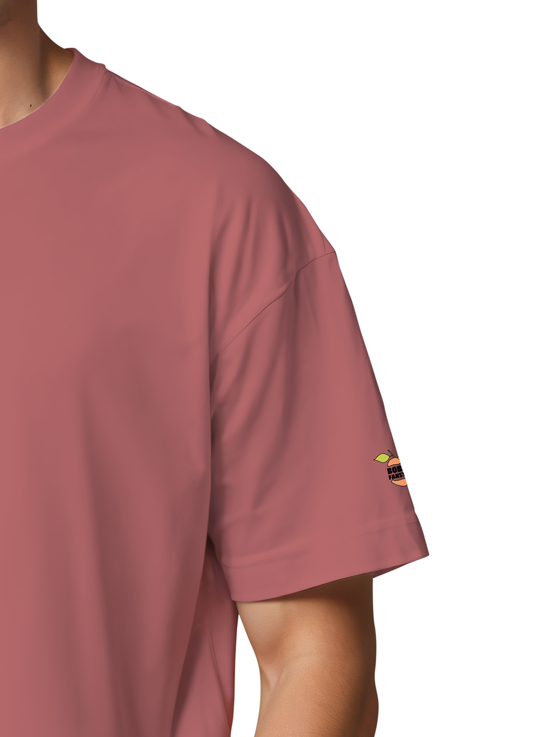 Cheeky Peach T-shirt in Rosy Red – Playful Fruit Graphic Tee For Men