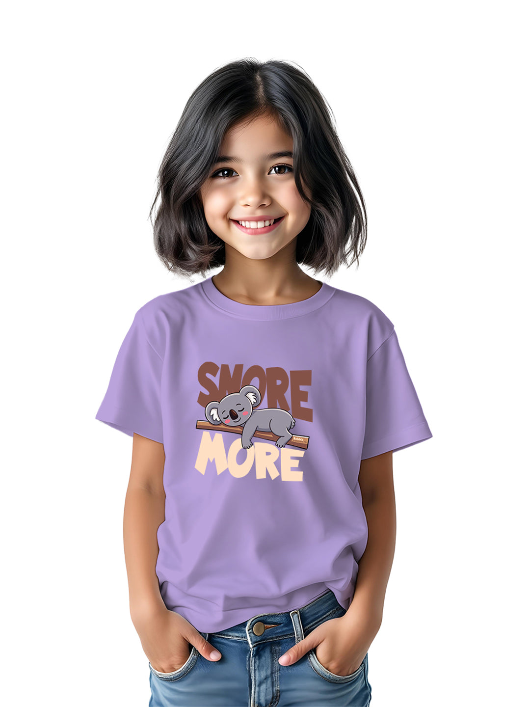 Snore More" T-Shirt for Girls | Fun & Playful Kidswear in Purple & Mustard Yellow | Comfortable, Soft Fabric for Sleepovers & Casual Outings | Ages 4-12 | Adorable Sleep Theme
