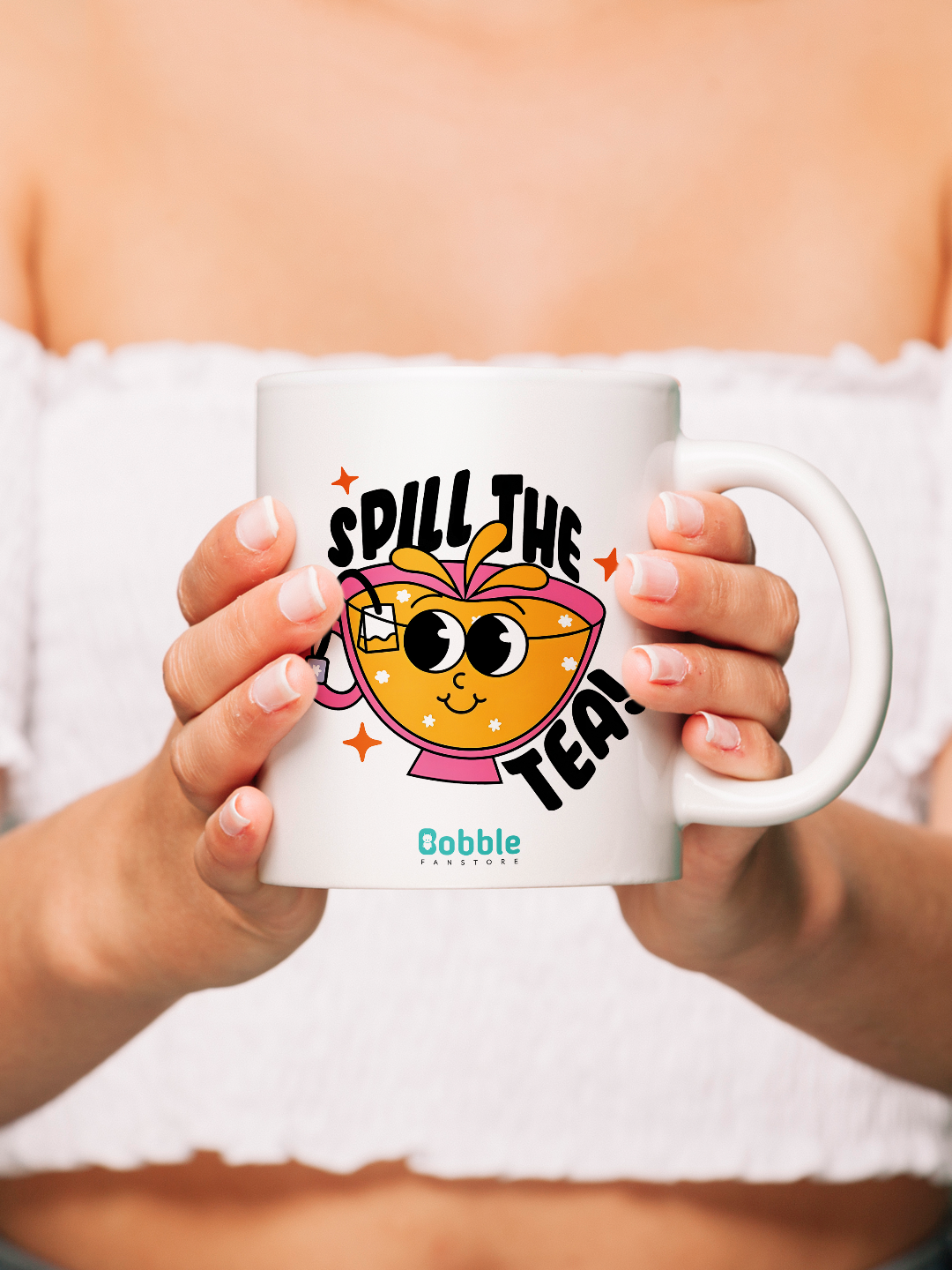 Spill the Tea Mug in White - Bold and Playful