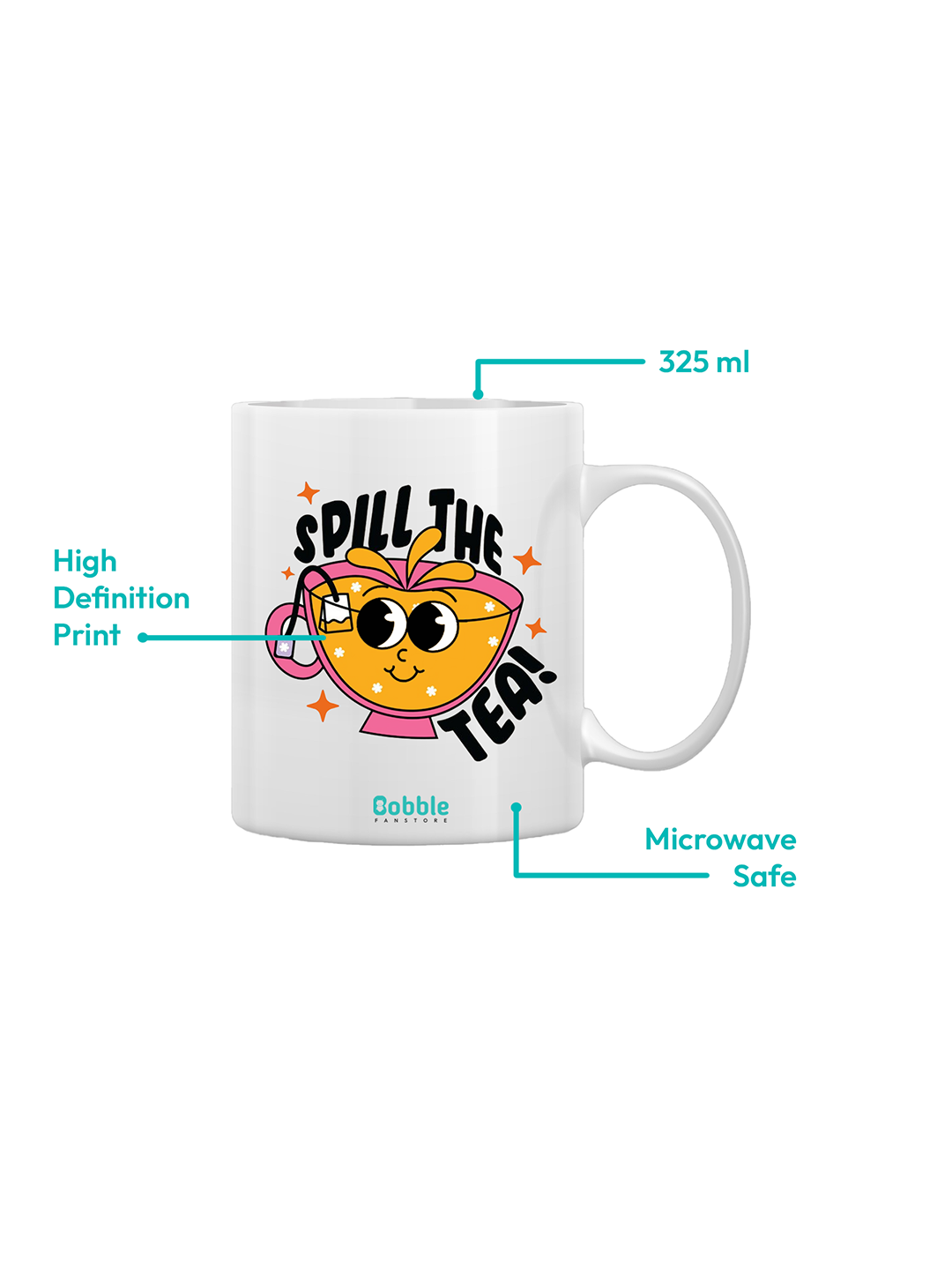 Spill the Tea Mug in White - Bold and Playful