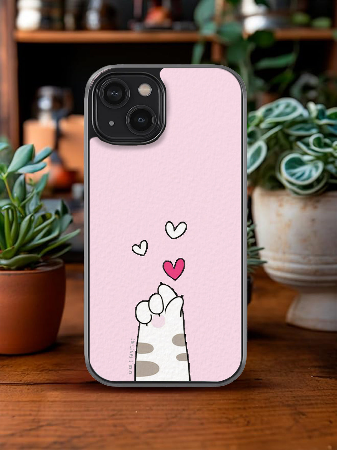 Cat Paw with Hearts Glass Phone Cover | Pink Aesthetic Design | iPhone