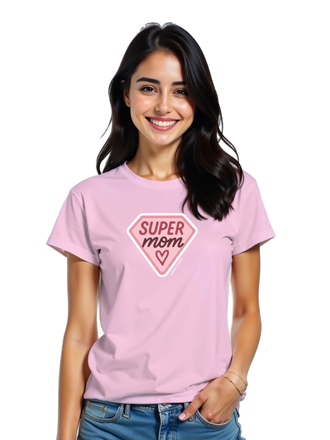 Super Mom Illustration Pink Regular T-Shirt for Women – Stylish & Comfy Cotton Tee | Mother’s Day Fashion Statement for Everyday Heroes