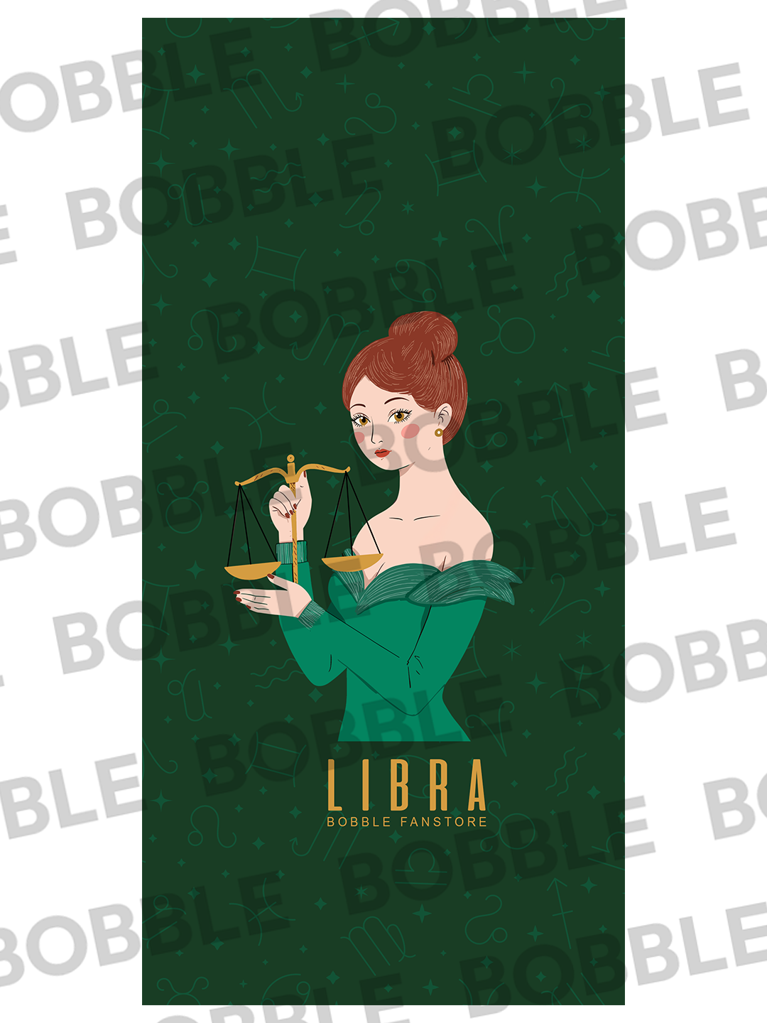 Green iPhone Case with Libra Illustration – Stylish & Protective (iPhone 13-16)