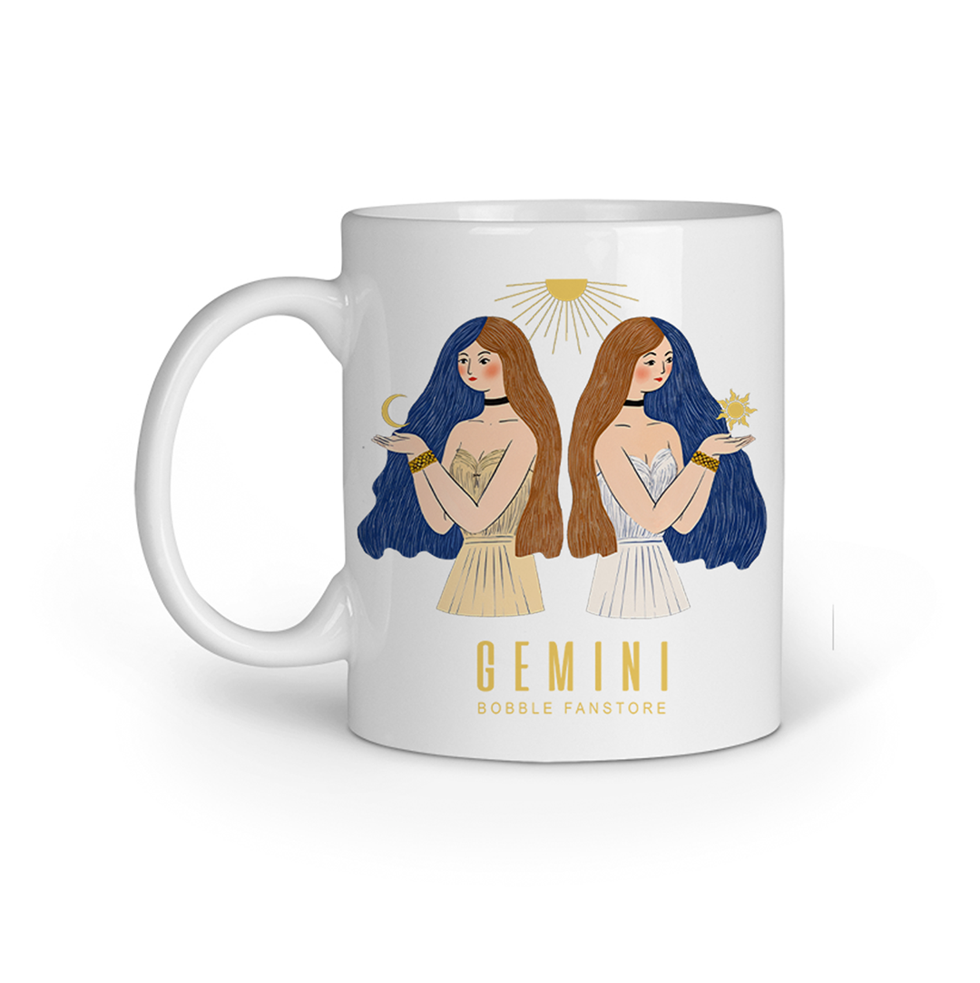 Gemini Zodiac Sign Coffee Mug – 330ml White Ceramic Astrology Cup, Gemini Gift for Men & Women, Horoscope Birthday Gift