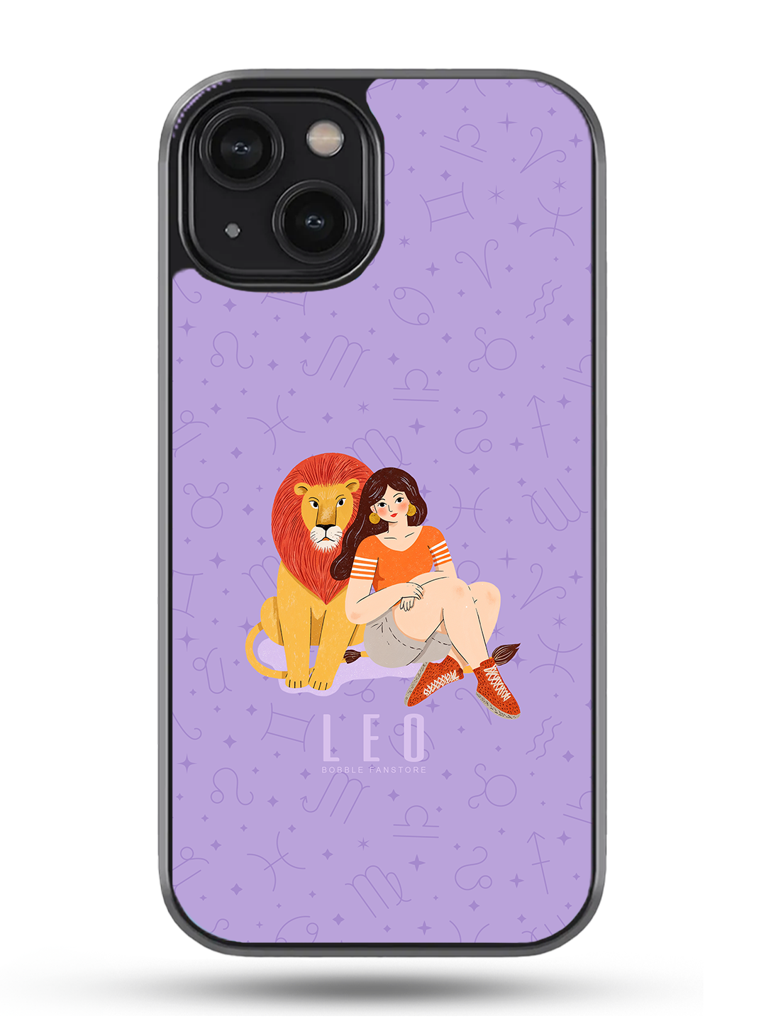 Lavender iPhone Case with Leo Illustration – Zodiac Luxury (iPhone 13-16)