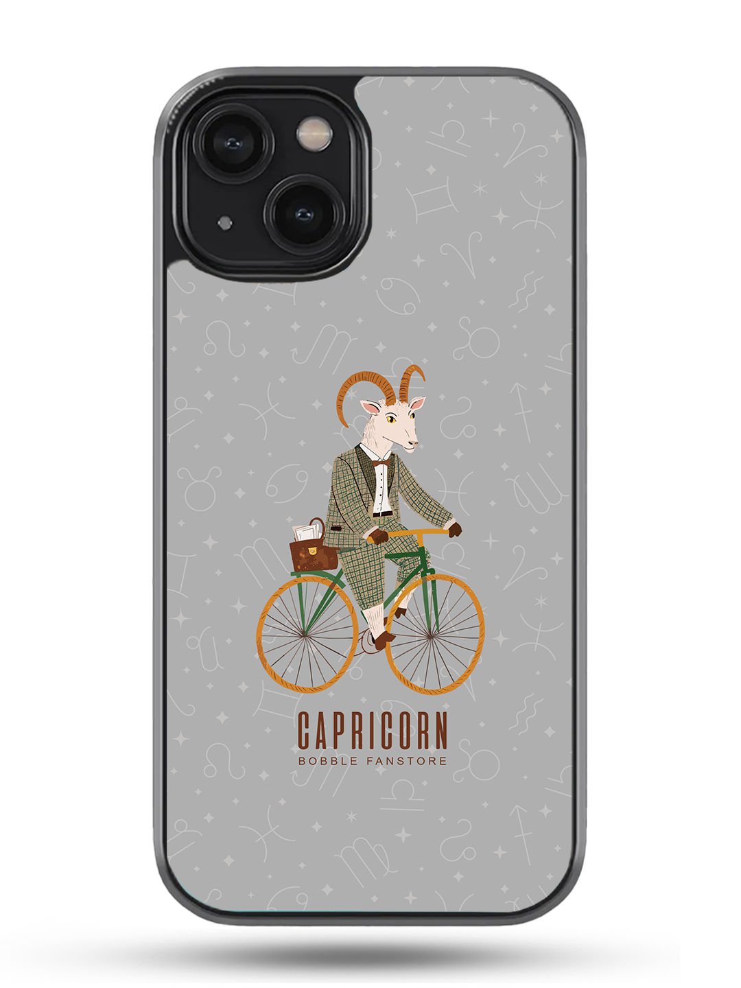 Grey iPhone Case with Capricorn Illustration – Minimalist & Protective (iPhone 13-16)