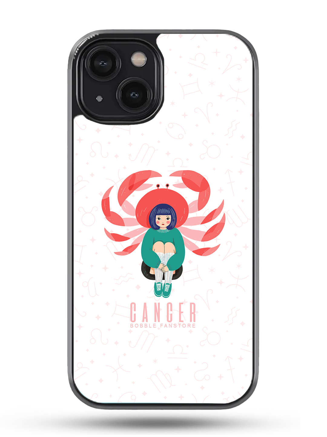 White iPhone Case with Cancer Illustration – Chic & Durable (iPhone 13-16)