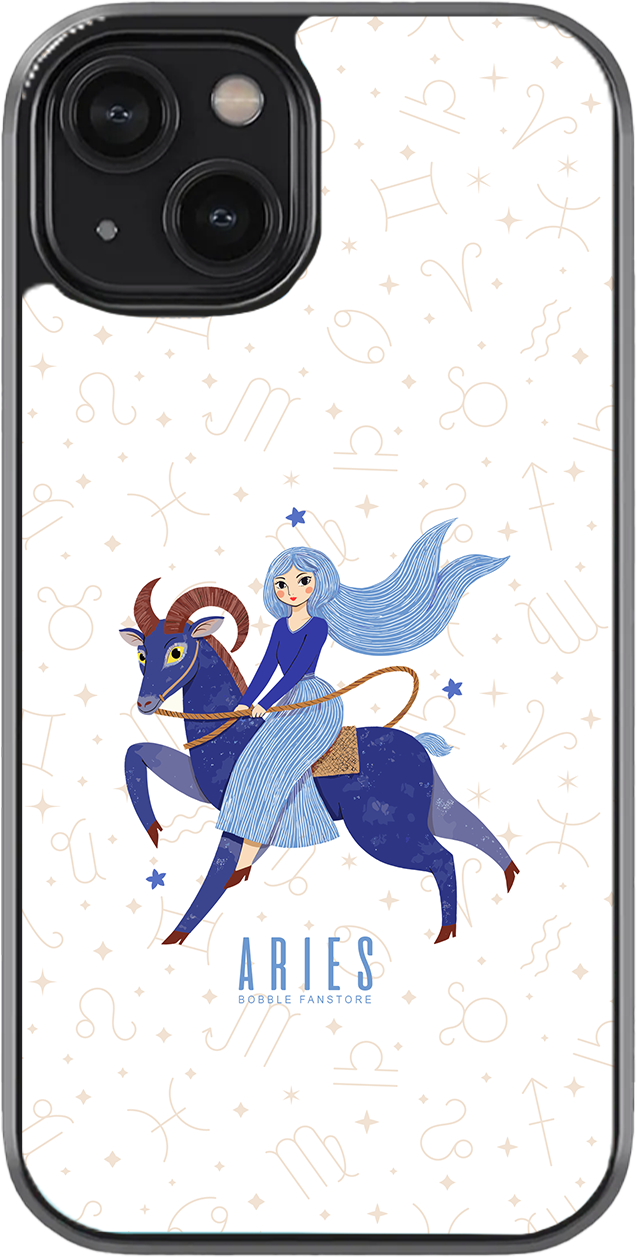 White iPhone Case with Aries Illustration – Stylish, Durable & Protective for Astrology Lovers (iPhone 13-16)