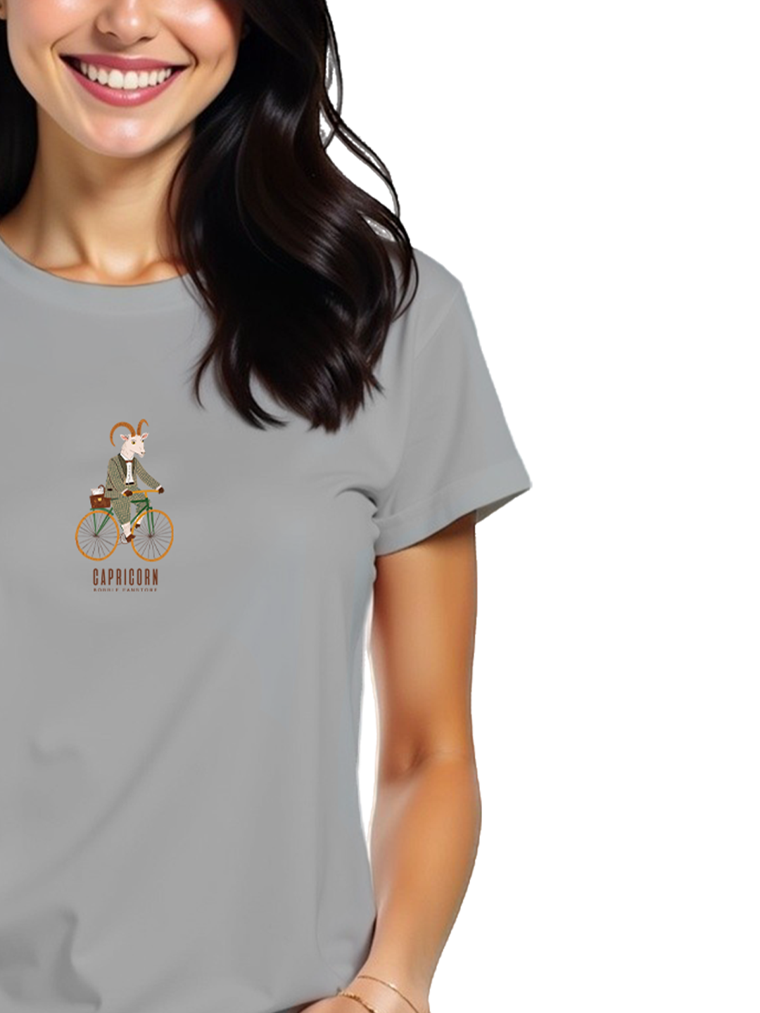 Capricorn Women's Grey and White T-Shirt – Determined & Stylish Zodiac Print | Regular Fit | Designed for Hardworking & Ambitious Women | Soft & Comfortable Fabric