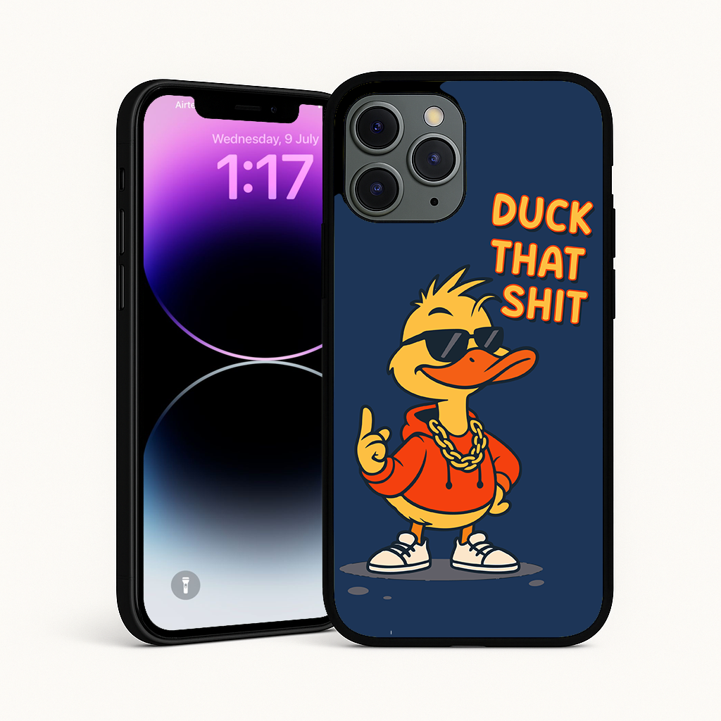 Cool Duck Blue iPhone Cover – For iPhone 11, 11 Pro, 12, 12 Pro, 13, 13 Pro, 14, 14 Pro, 15, 15 Pro, 16, 16 Pro | Cartoon Duck Case | Shockproof Funny Phone Cover