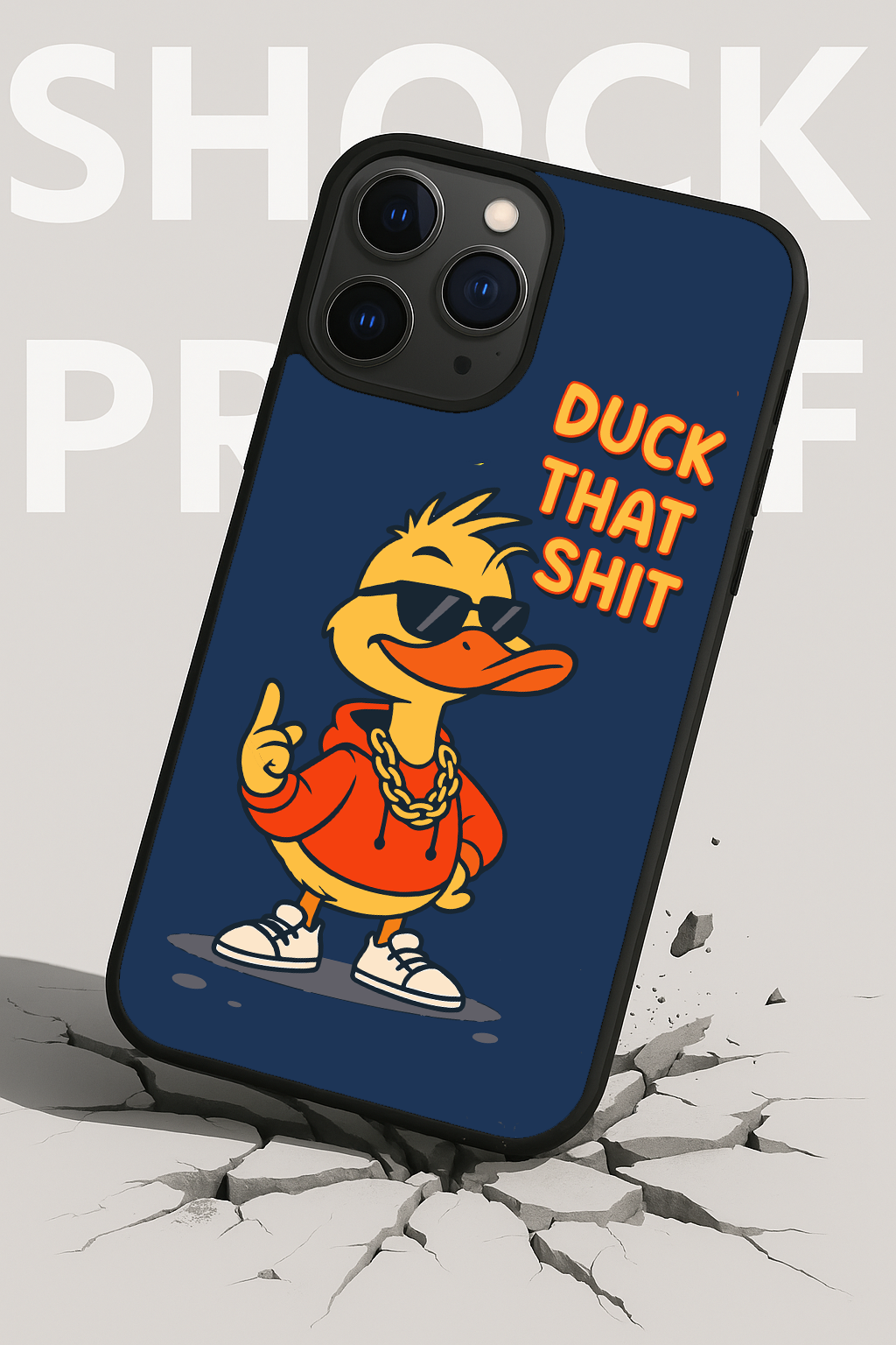 Cool Duck Blue iPhone Cover – For iPhone 11, 11 Pro, 12, 12 Pro, 13, 13 Pro, 14, 14 Pro, 15, 15 Pro, 16, 16 Pro | Cartoon Duck Case | Shockproof Funny Phone Cover