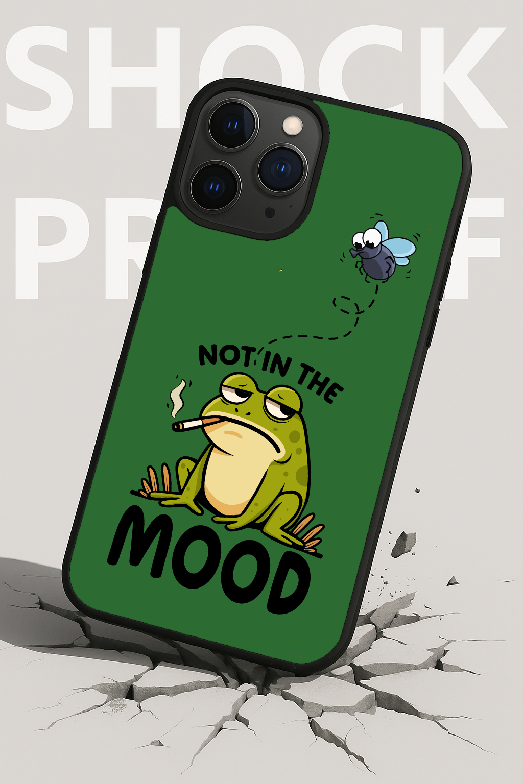 Not In Mood Frog iPhone Case – For iPhone 11, 11 Pro, 12, 12 Pro, 13, 13 Pro, 14, 14 Pro, 15, 15 Pro, 16, 16 Pro | Green Mood Frog Cover | Funny Soft Case