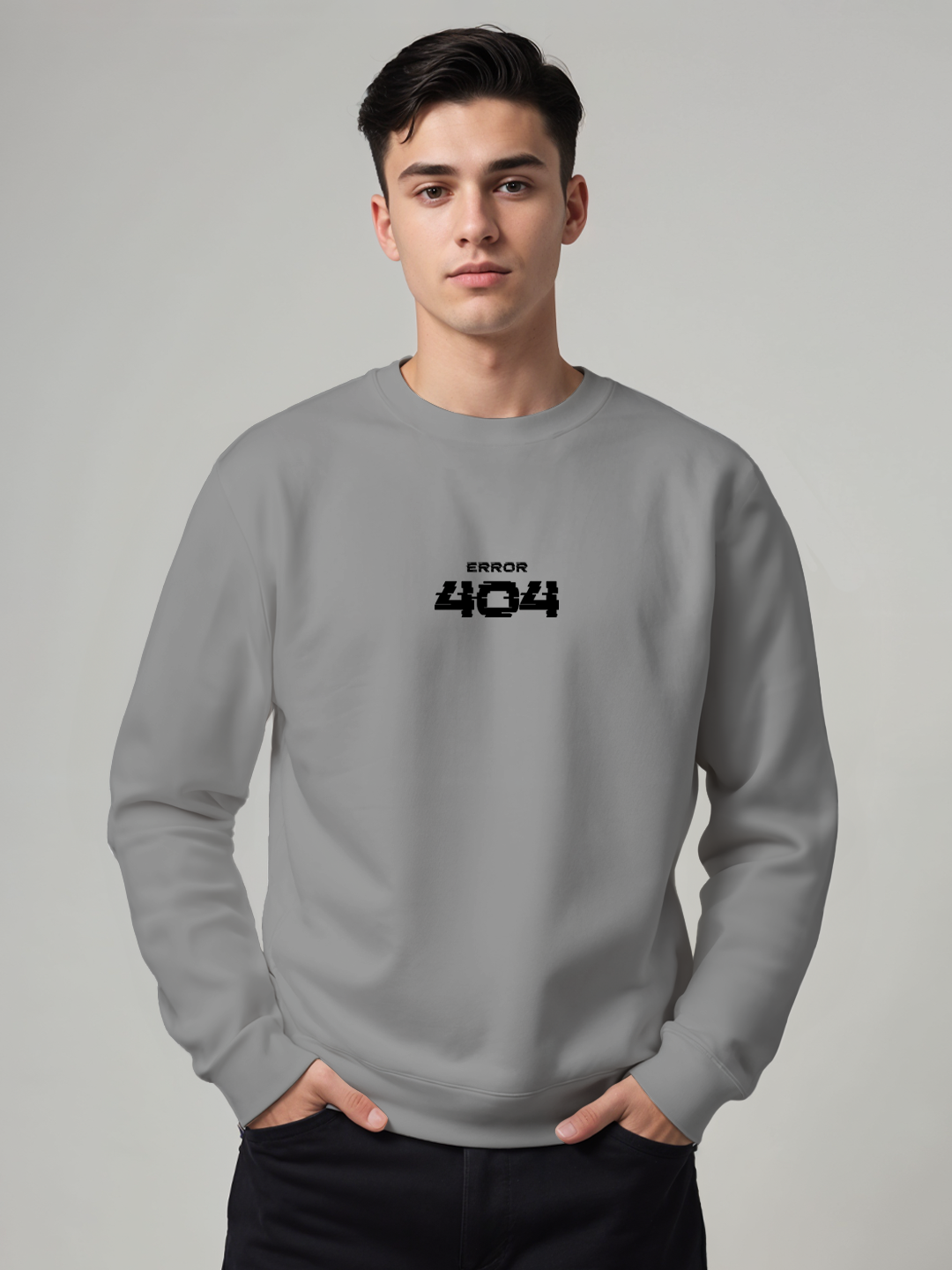 Error 404 Human Not Found Sweatshirt in Grey - Funny Tech Hoodie for All For Men