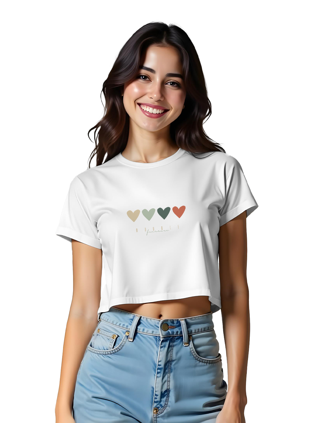 4 Hearts Emoji Crop Top for Women – Cute & Aesthetic Design