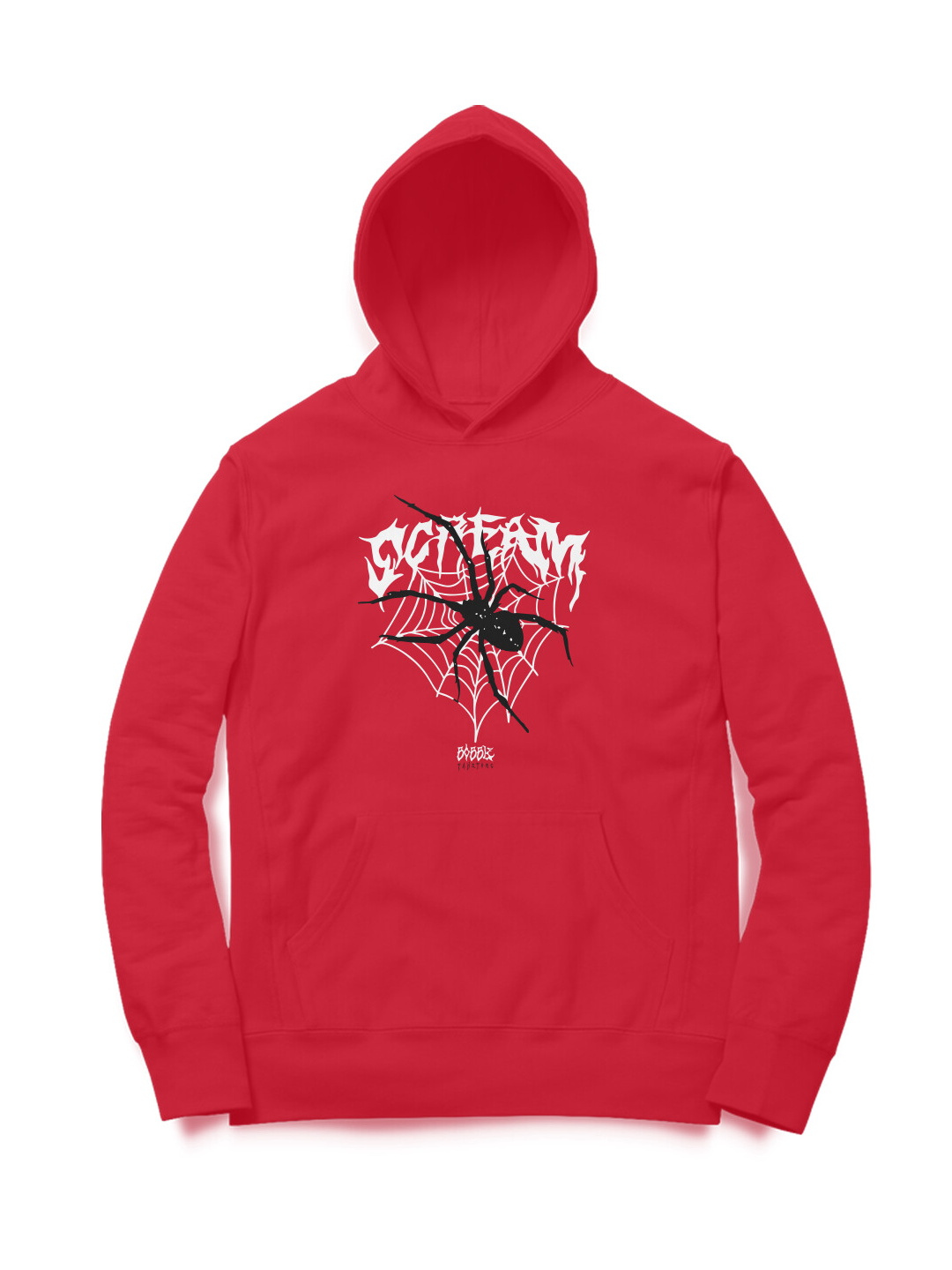 Red Hoodie with Spider and 'Scream' Text – Bold and Fun Hoodie for Women, Comfortable Cotton Design for Casual Wear and Horror Fans