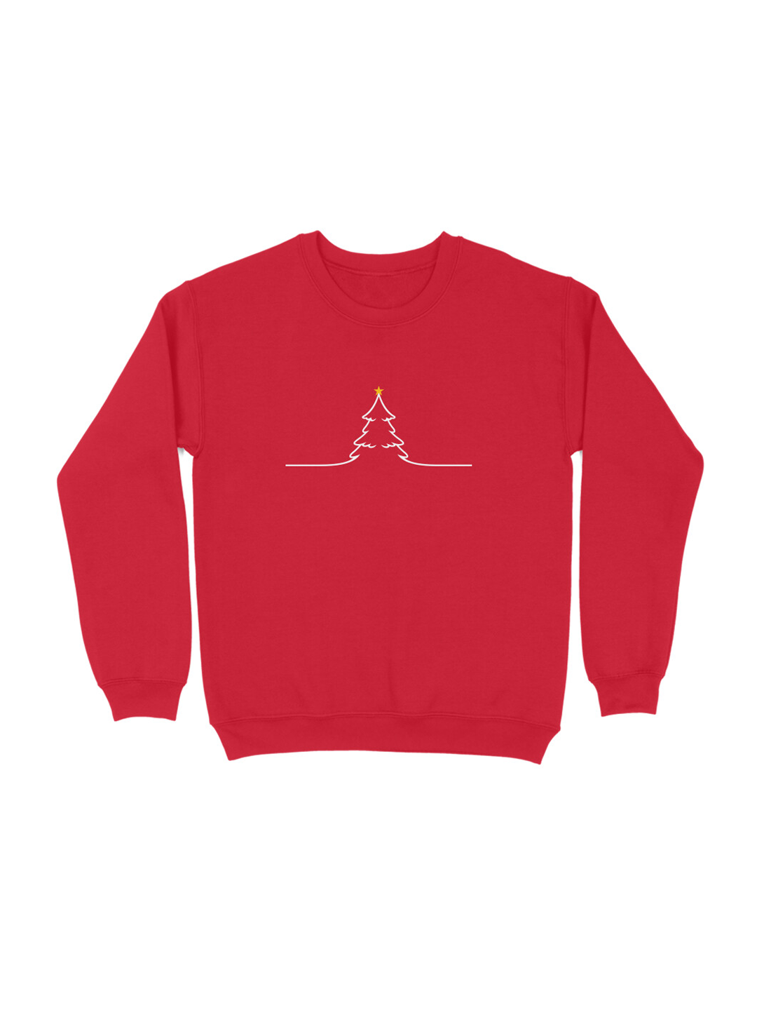 Red Sweatshirt for Women with Minimal Christmas Tree Illustration – Elegant & Cozy