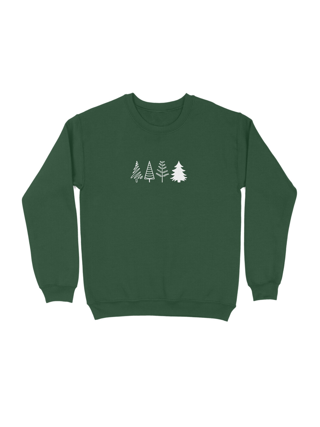 Green Sweatshirt for Women with Christmas Tree Illustration – Cozy & Festive Holiday Wear