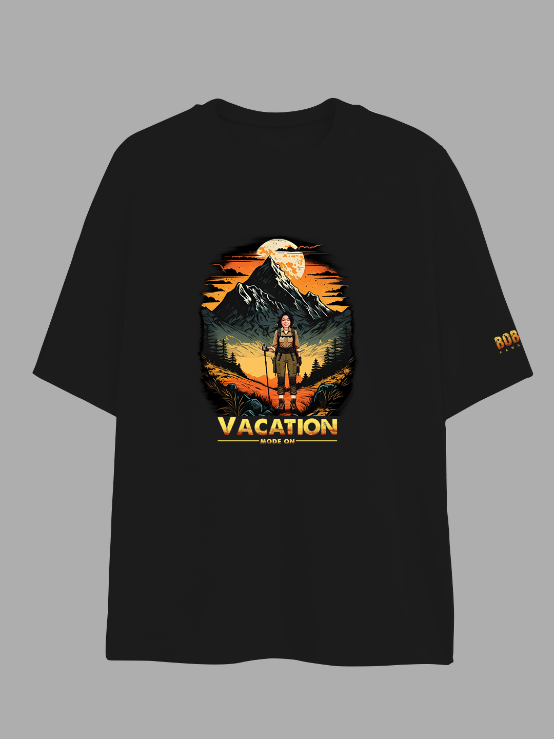 Oversized Black T-shirt for Women - "Vacation Mode On" Customizable with Your Face