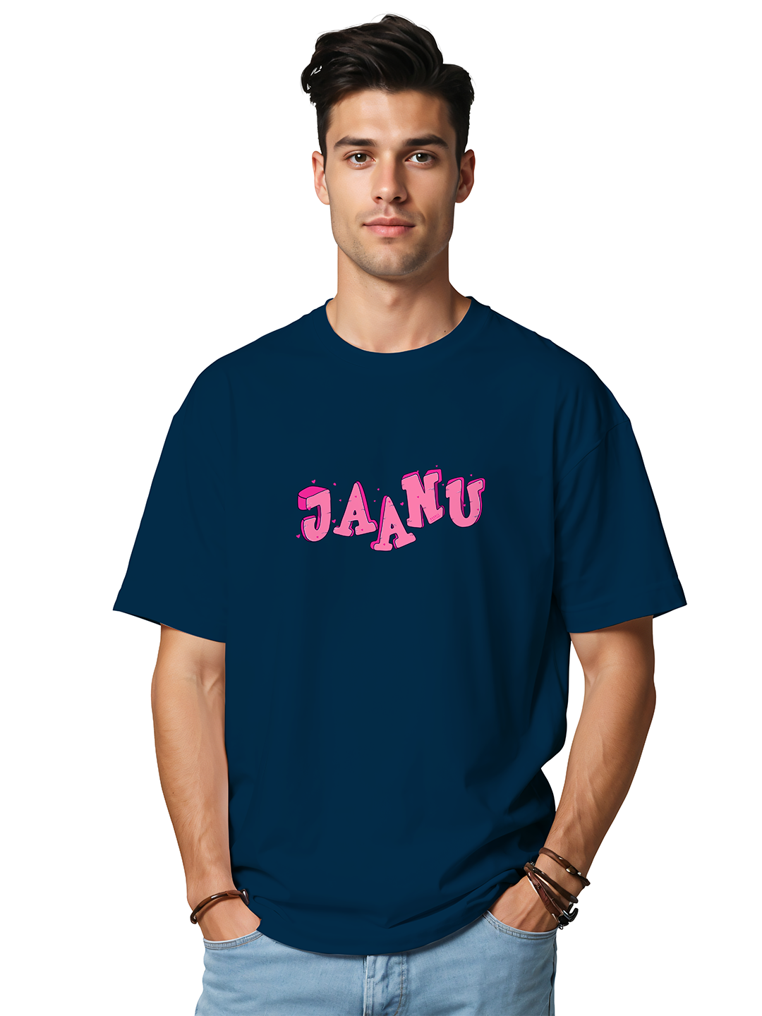 Blue Oversized ‘Jaanu’ T-Shirt – Unisex, Trendy & Super Comfortable for Bobble Lovers!