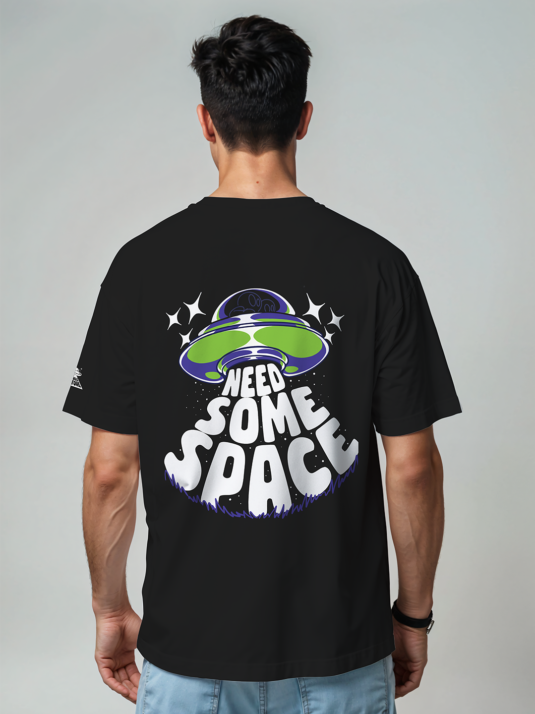 Space Bound T-shirt in Black – Cosmic Adventure Graphic Tee For Men