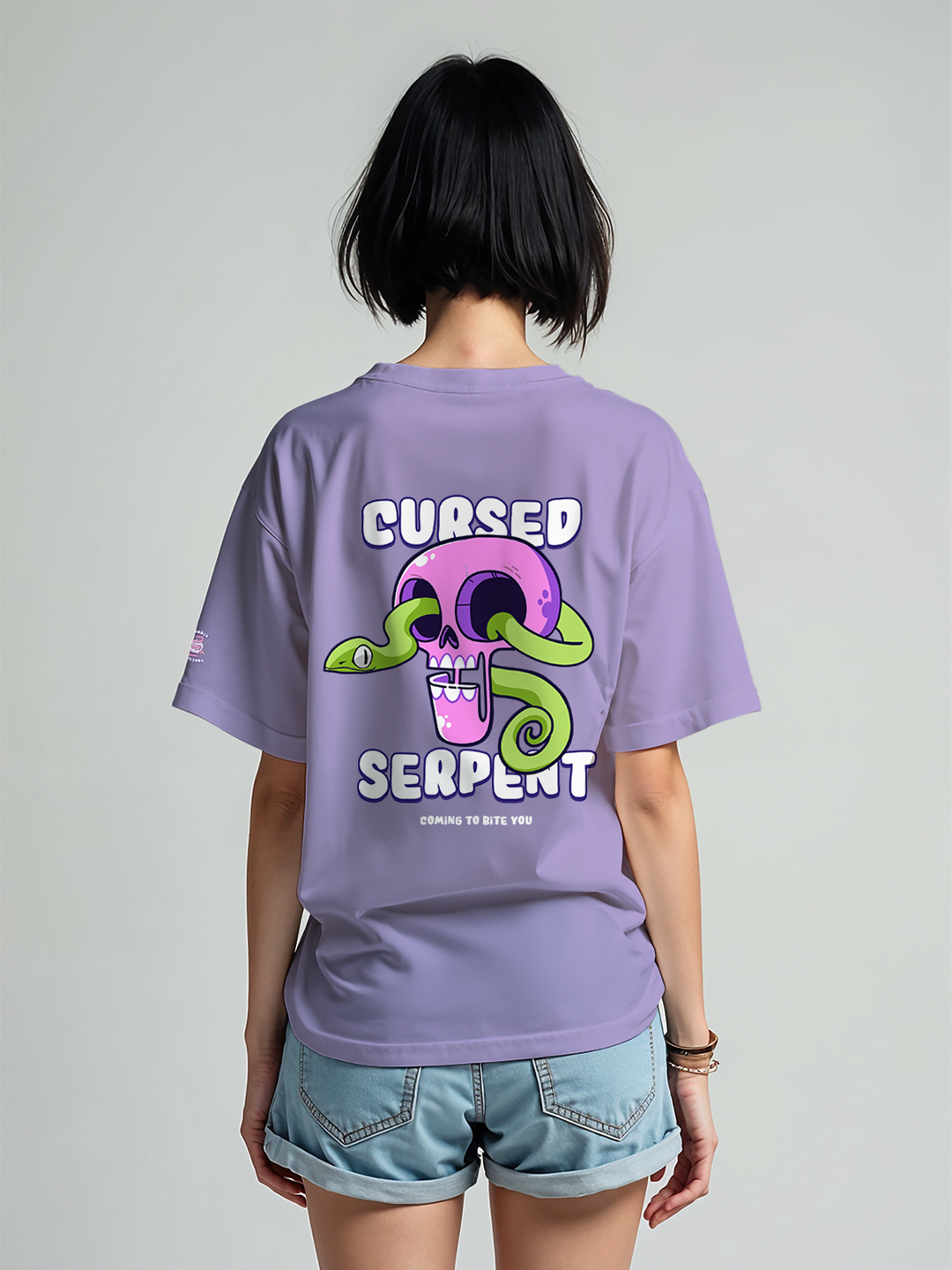 Cursed Snake T-shirt in Lavender – Edgy Gothic Graphic Tee For Women