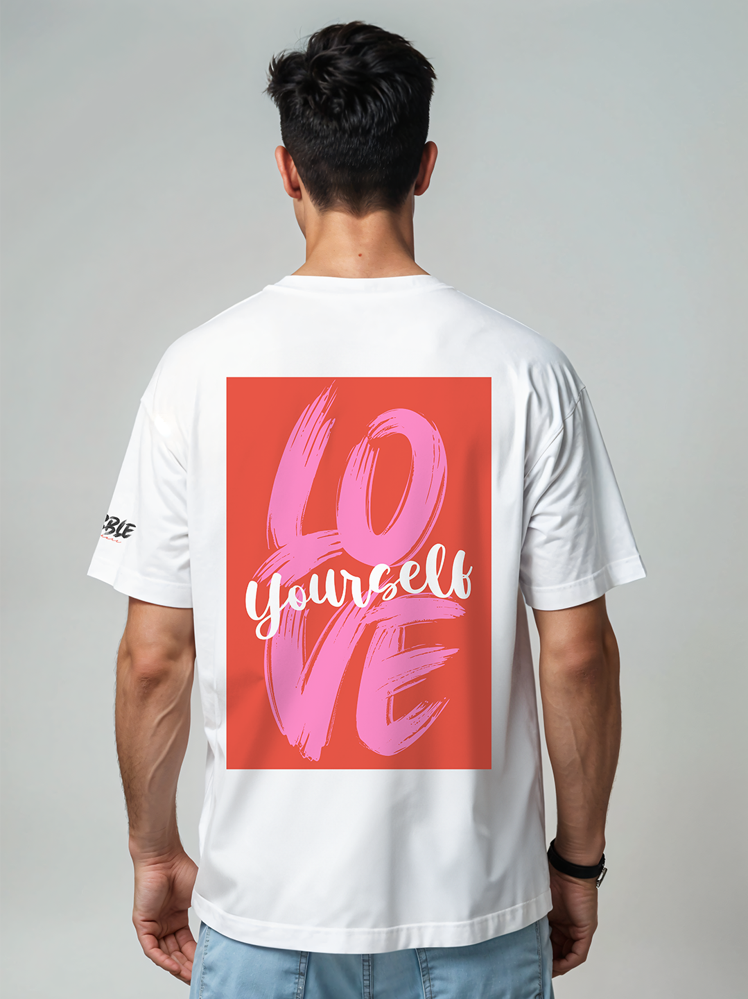 Love Yourself T-Shirt in White – Positive Affirmation Graphic Tee For Men