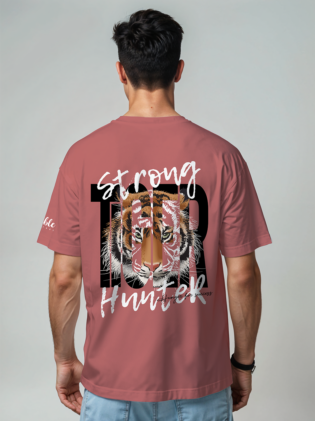 Strong Tiger Hunter T-Shirt in Rosy Red – Fierce Wildlife Graphic Tee For Men