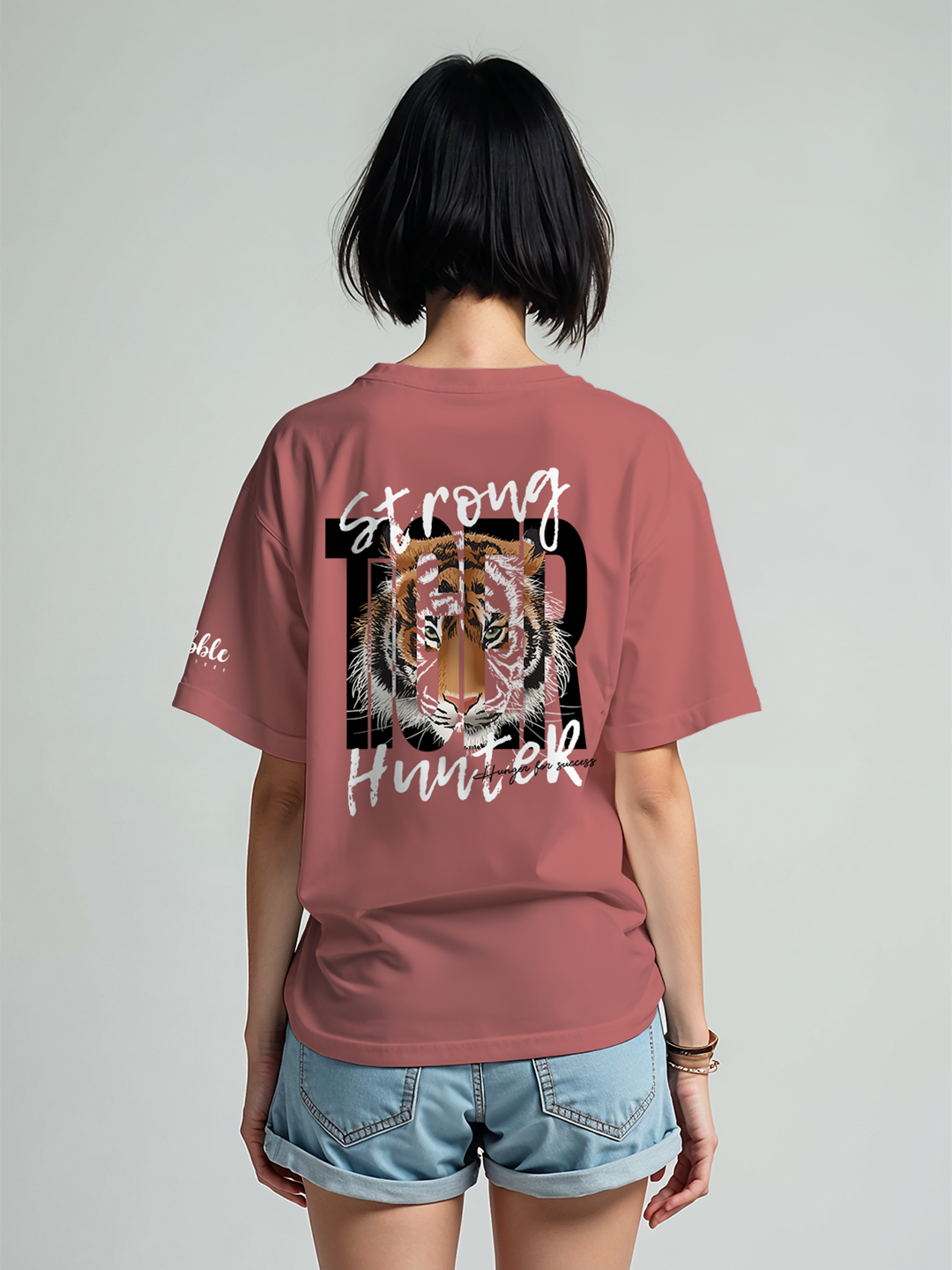 Strong Tiger Hunter T-Shirt in Rosy Red – Fierce Wildlife Graphic Tee For Women