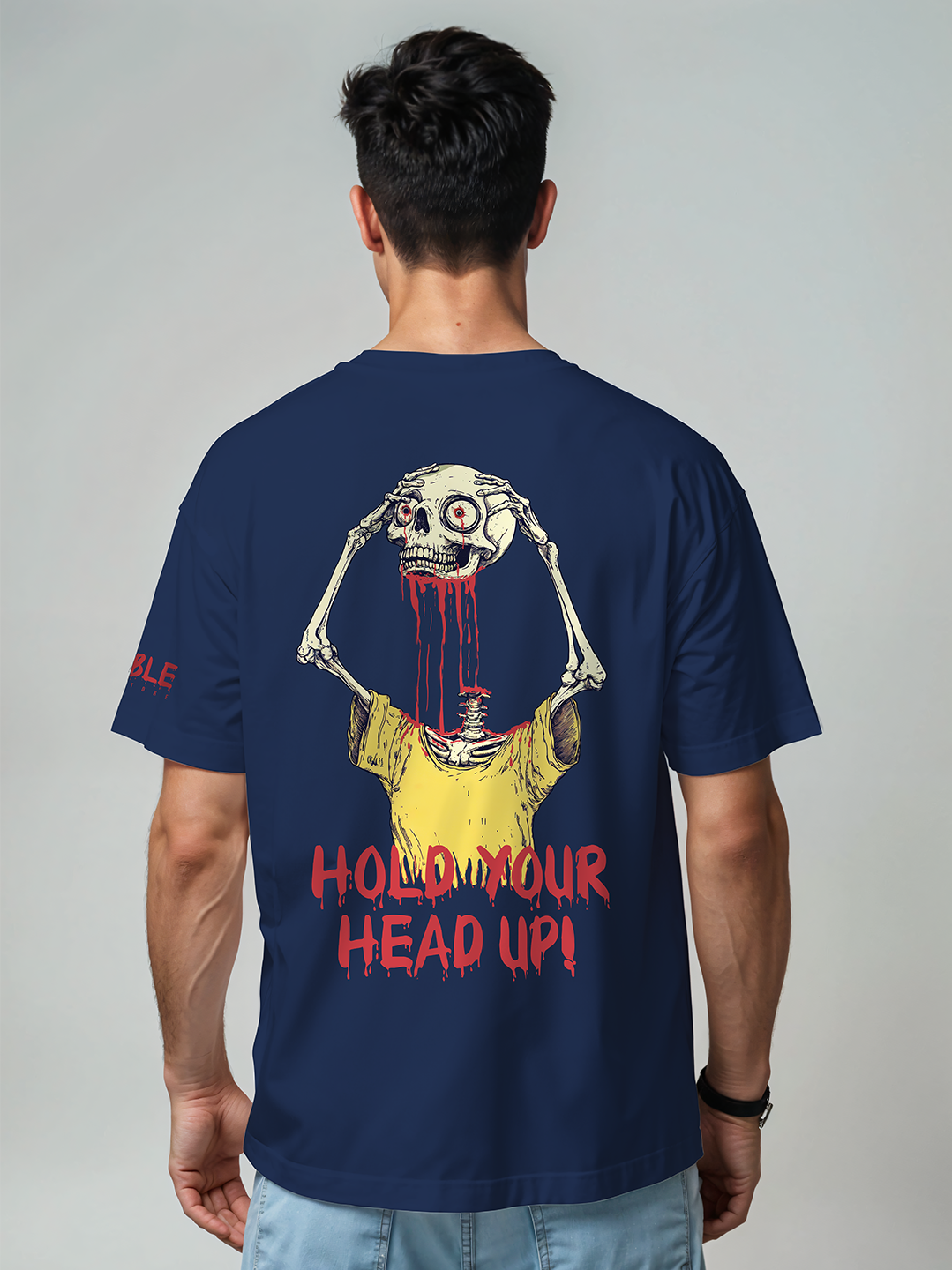 Hold Your Head Up T-Shirt in Blue – Inspirational Graphic Tee For Men