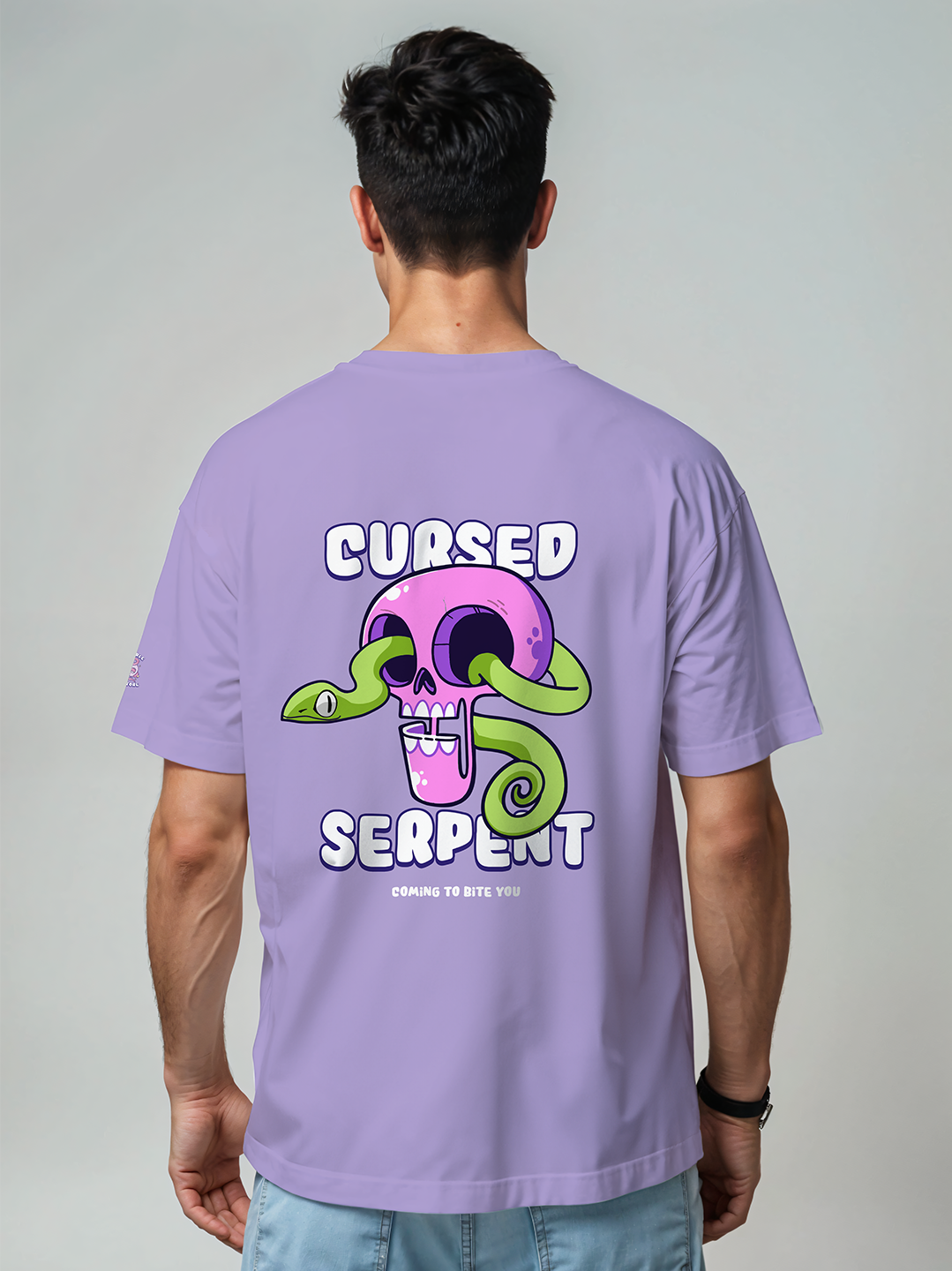 Cursed Snake T-shirt in Lavender – Edgy Gothic Graphic Tee For Men