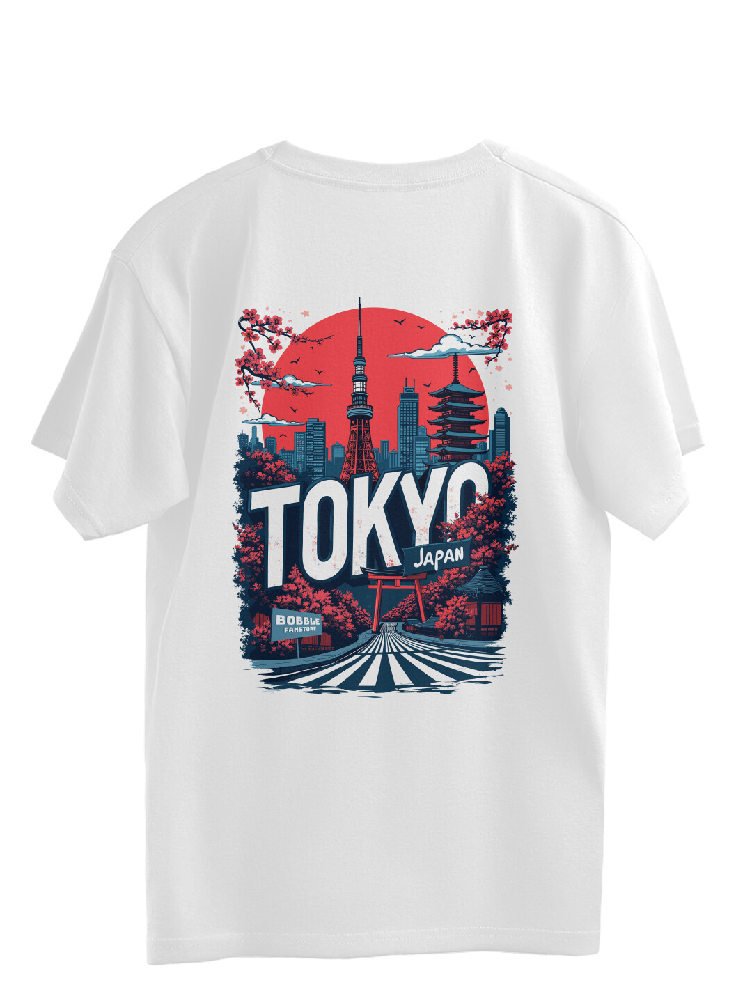 Men’s White Oversized T-Shirt with Tokyo Back Print – Stylish Streetwear | Soft Cotton Tee for Travel & Urban Fashion