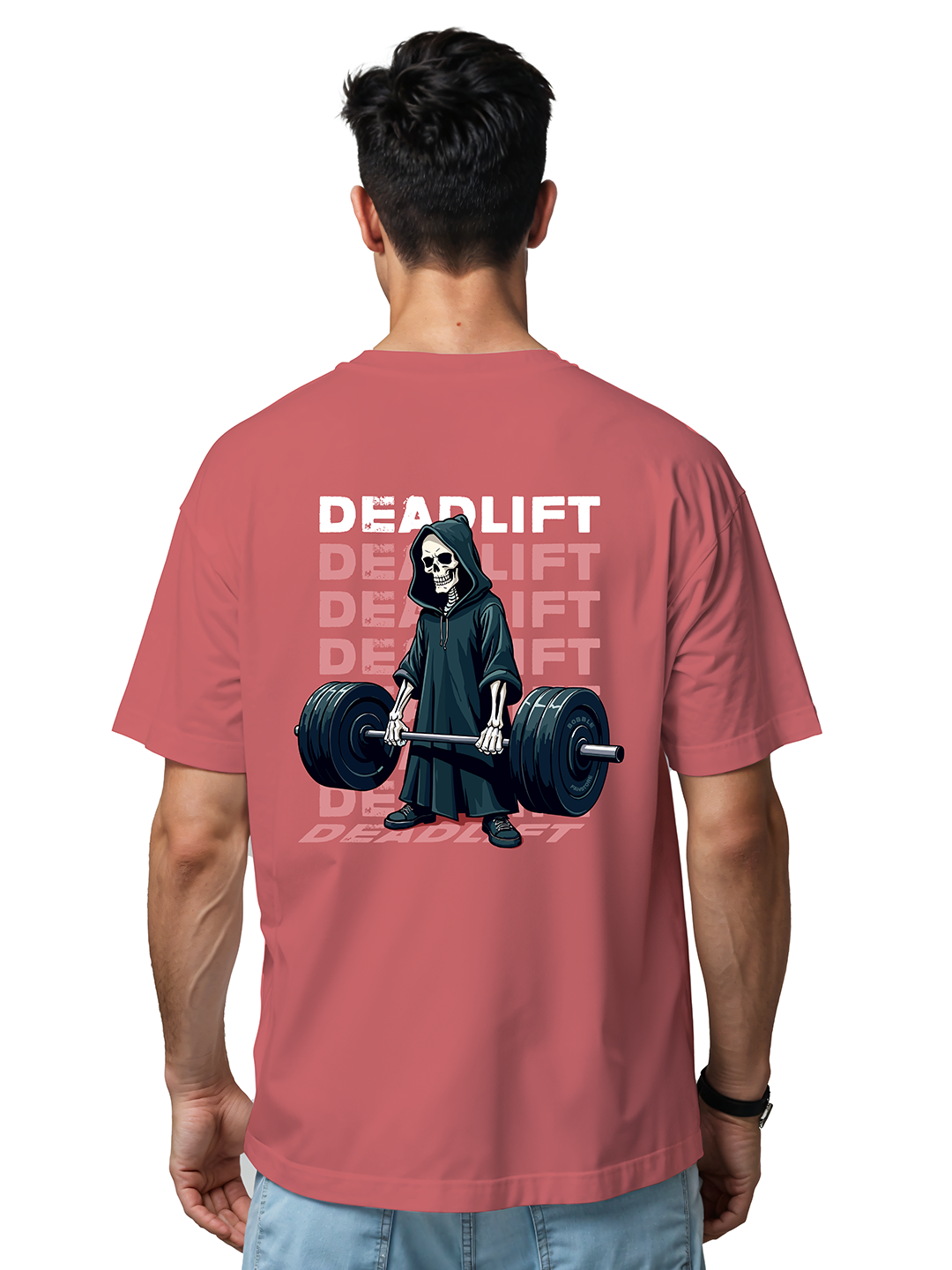 Deadlift Grim Reaper Gym T-Shirt for Men – Strength Training Apparel, Hardcore Deadlifting Skeleton Design for Serious Lifters