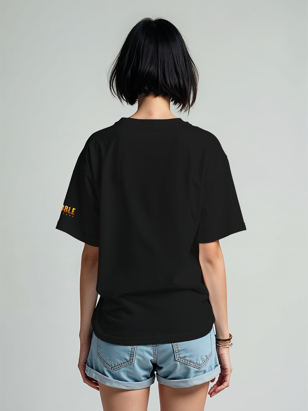 Oversized Black T-shirt for Women - "Vacation Mode On" Customizable with Your Face