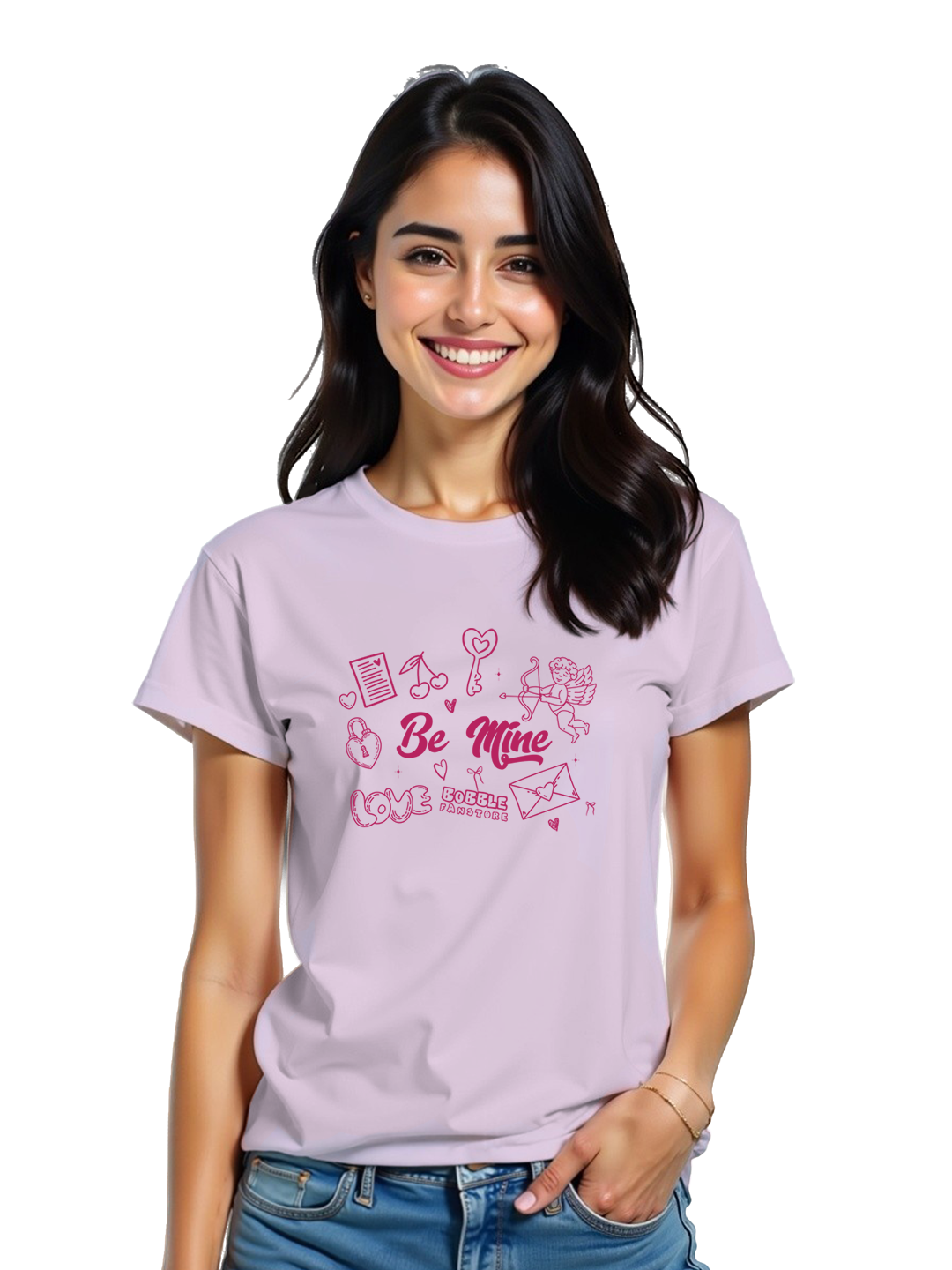 Be Mine Illustration Pink Regular T-Shirt for Women – Romantic & Trendy Valentine’s Tee