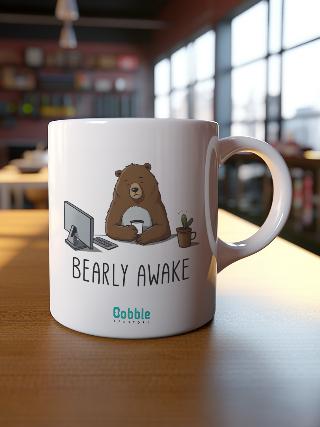 Bearly Awake Coffee Mug in White – Cute & Funny Bear Design for Coffee Lovers