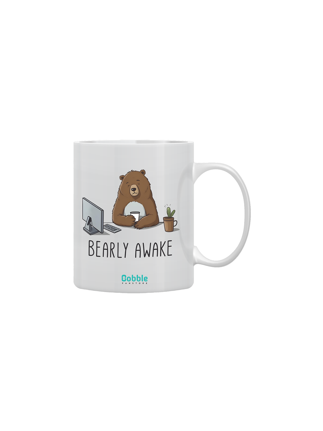 Bearly Awake Coffee Mug in White – Cute & Funny Bear Design for Coffee Lovers