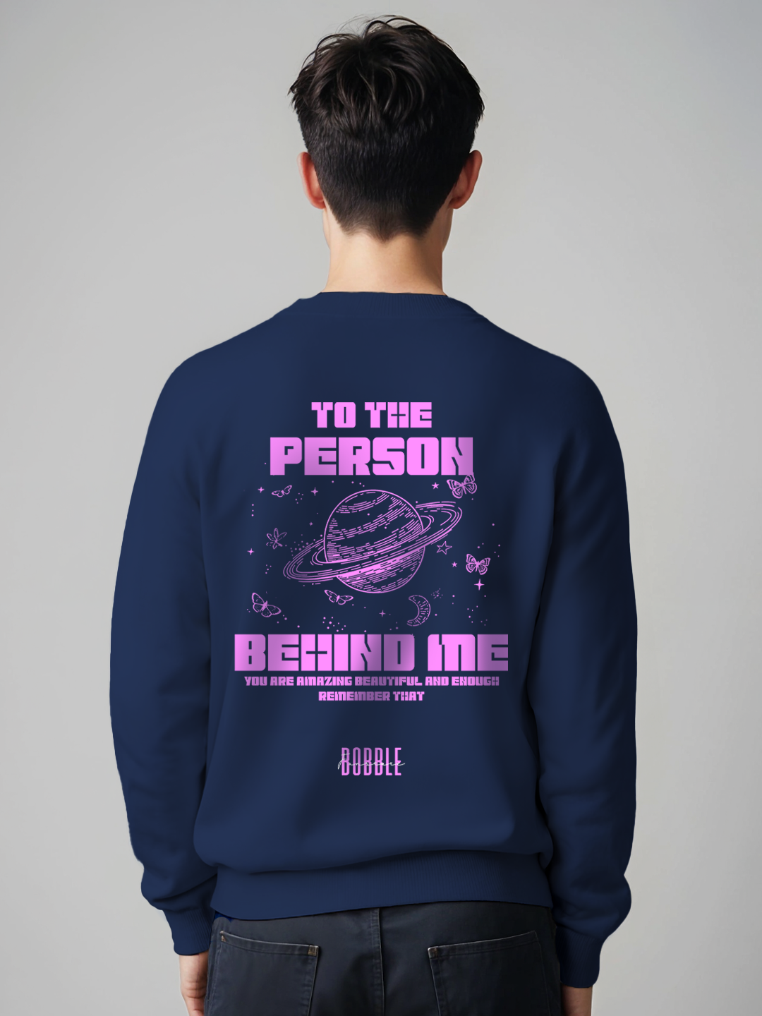 You Are Enough Sweatshirt in Blue - Inspirational Cozy Hoodie For Men