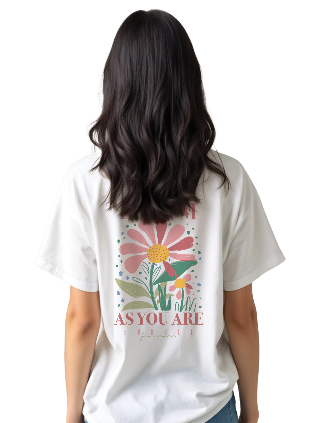 Bloom As You Are Oversized T-Shirt for Women – White | Floral Illustration Tee