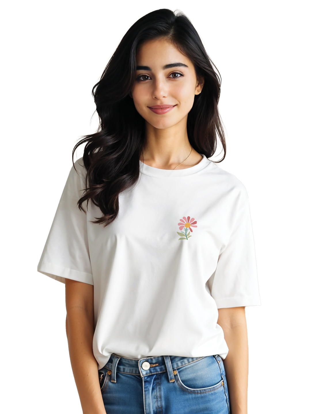 Bloom As You Are Oversized T-Shirt for Women – White | Floral Illustration Tee