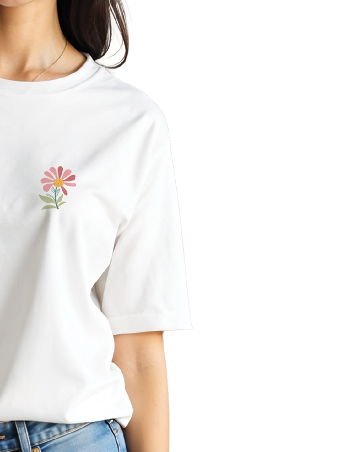 Bloom As You Are Oversized T-Shirt for Women – White | Floral Illustration Tee