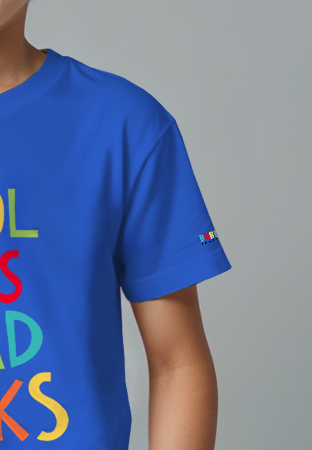 Cool Kids Read Books Pink & Blue Boys T-Shirt – Abstract Letters, Soft Cotton, Comfortable Fit