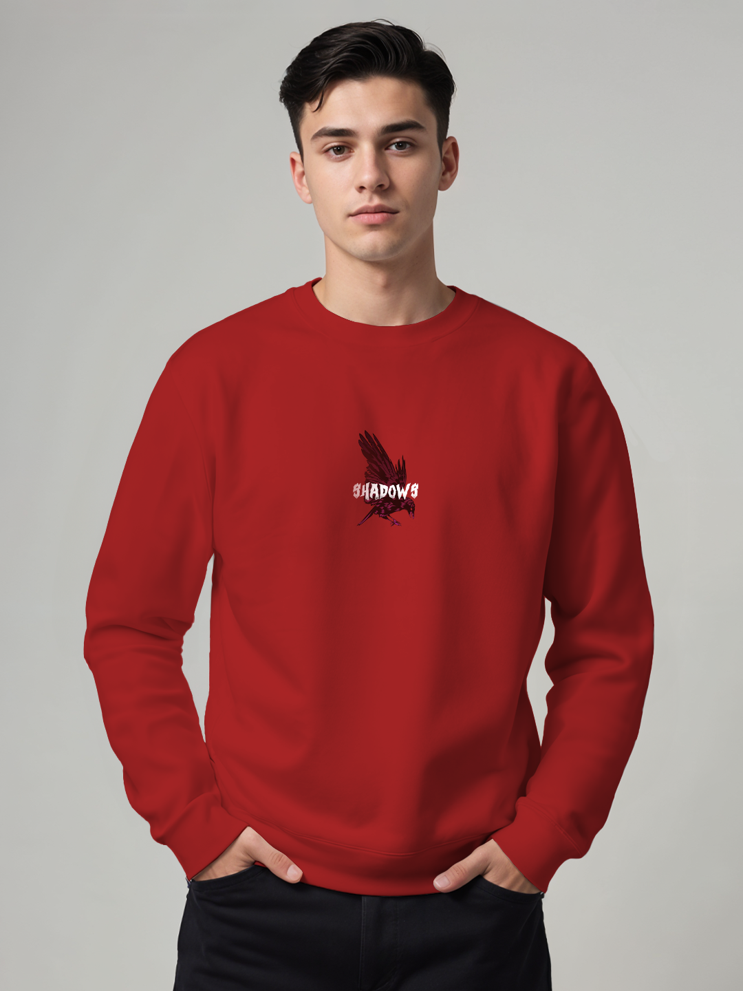 Shadow Sweatshirt in Red - Minimalist Stylish Hoodie for Everyday Comfort For Men