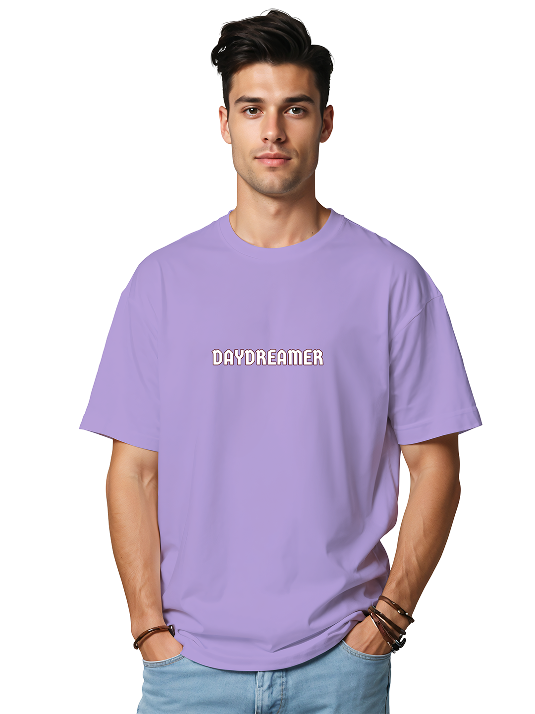 Day Dreamer Back Print T-Shirt for Men – Lavender & Blue | Floral Graphic Tee