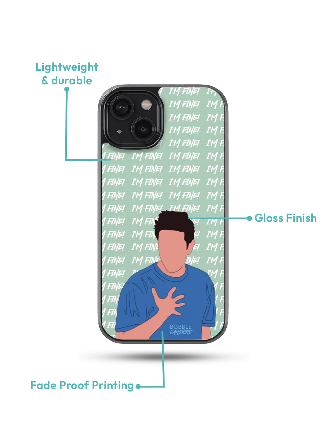 Friends Show Inspired Glass Phone Cover for Ross Fans | "I'm Fine" Quote | Perfect for Singles