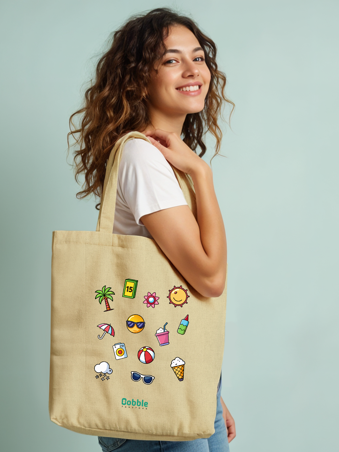 Playful Stickers Tote Bag Off White – Fun & Vibrant