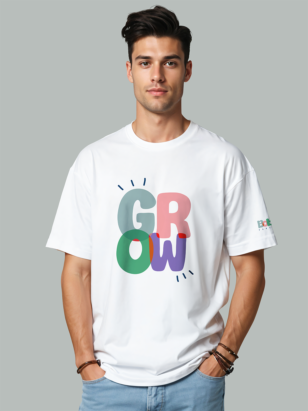 GROW Graphic Tee in White - Cultivate Your Potential For Men