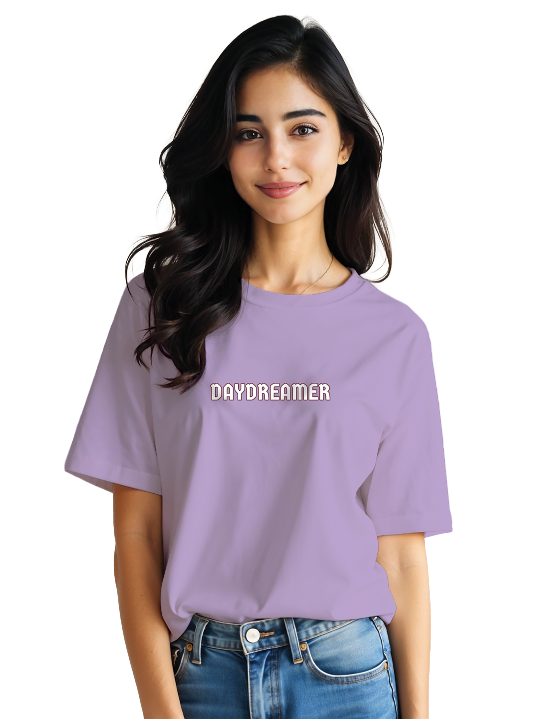 Day Dreamer Back Print T-Shirt for Women – Lavender & Blue | Trendy Floral Tee