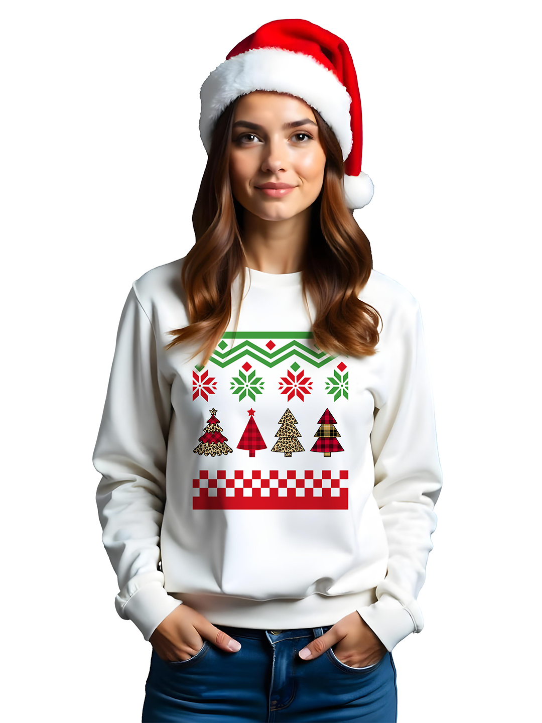 White Sweatshirt for Women with Christmas Design – Cozy & Festive Holiday Style